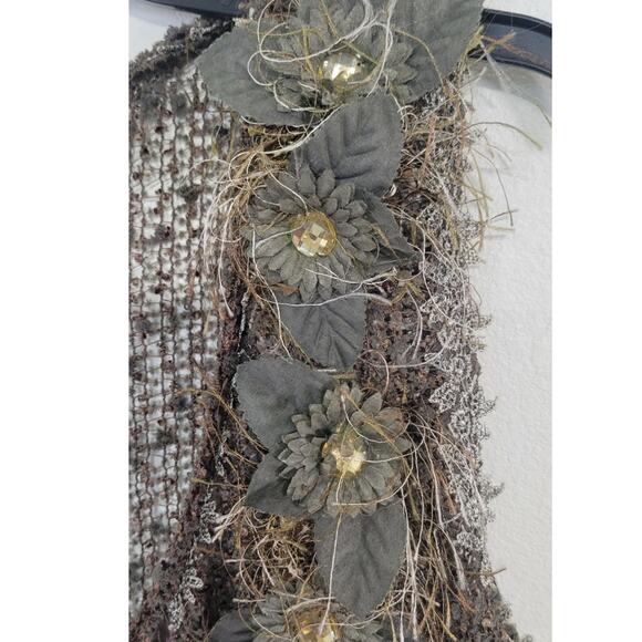 Vandana Sleeveless Kimono Womens Medium Gypsy Boho Lace Embellished Brown - Picture 5 of 7